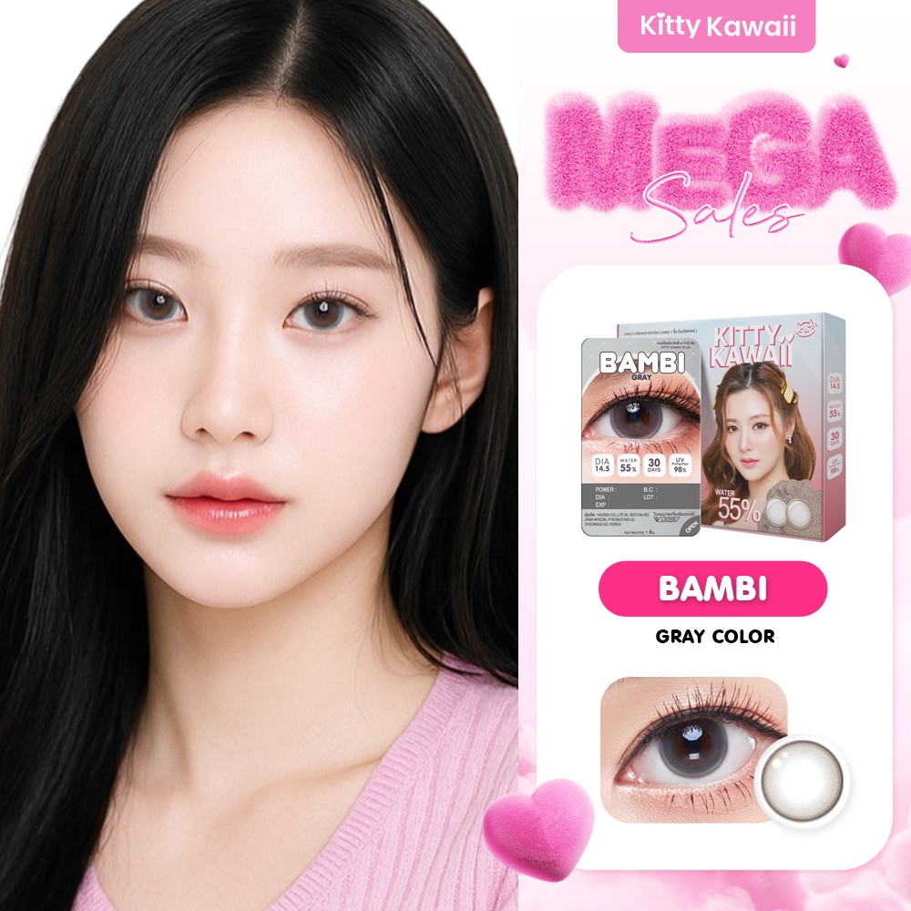 Kitty Kawaii Contact Lens : Bambi Gray (Blister pack) - คอนแทคเลนส์รายเดือน
