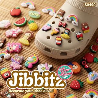S0490 สุ่มลาย Crocs Jibbitz jibbit 1ชิ้น ยางPVC จิบิ ตัวติดร…