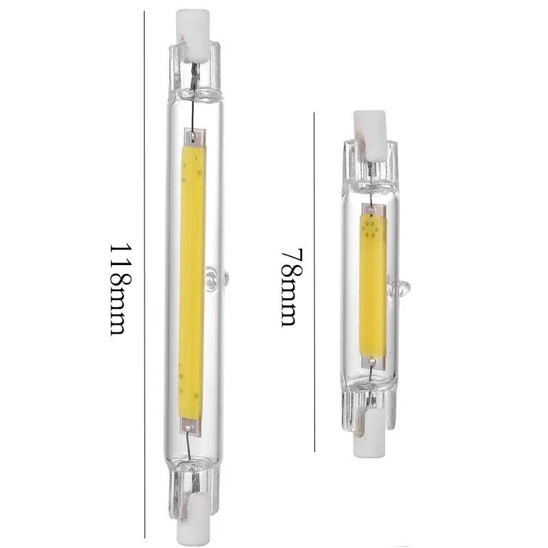 Dimmable R7S LED Light 78mm 118mm COB Bulb 15W 30W 50W Ceramic R7S Glass Tube Ampoule Halogen Bombil