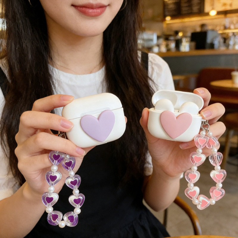 Love keychian สําหรับ QCY MeloBuds N70 /N20 /N60/HT19/Crossky C30/C50 /ArcBuds Lite ซิลิโคนหูฟังสําห