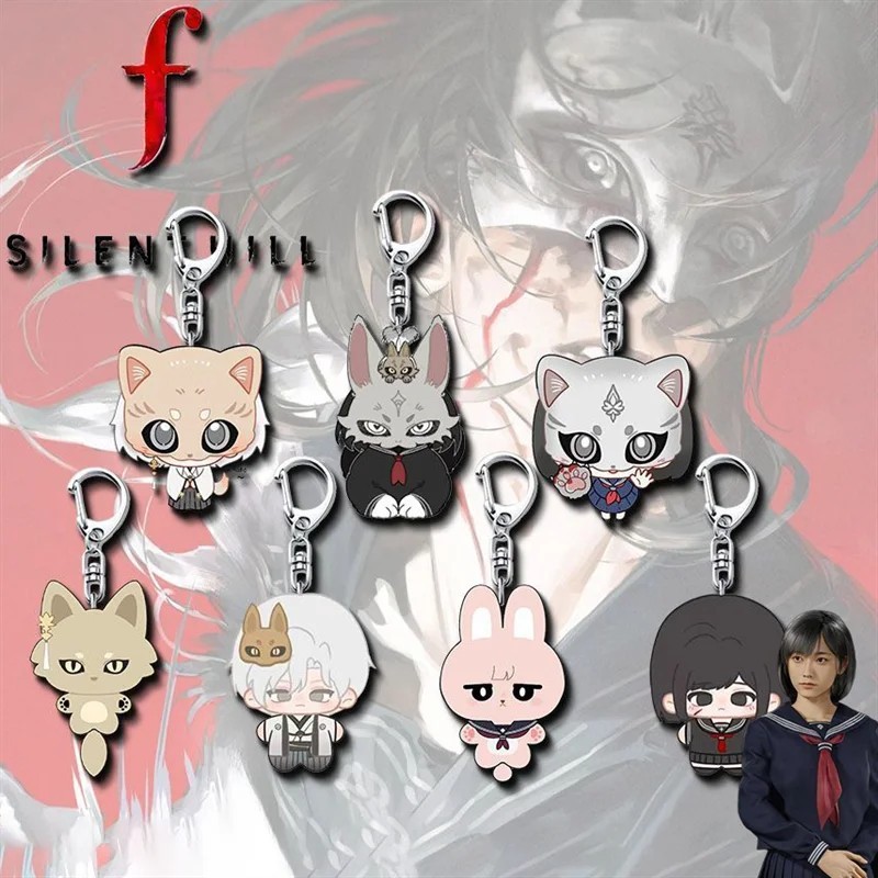 Silent Hill f Shimizu Hinako พวงกุญแจหน้ากากจิ้งจอกและกระต่าย พวงกุญแจอะคริลิค chibi สยองขวัญอุปกรณ์