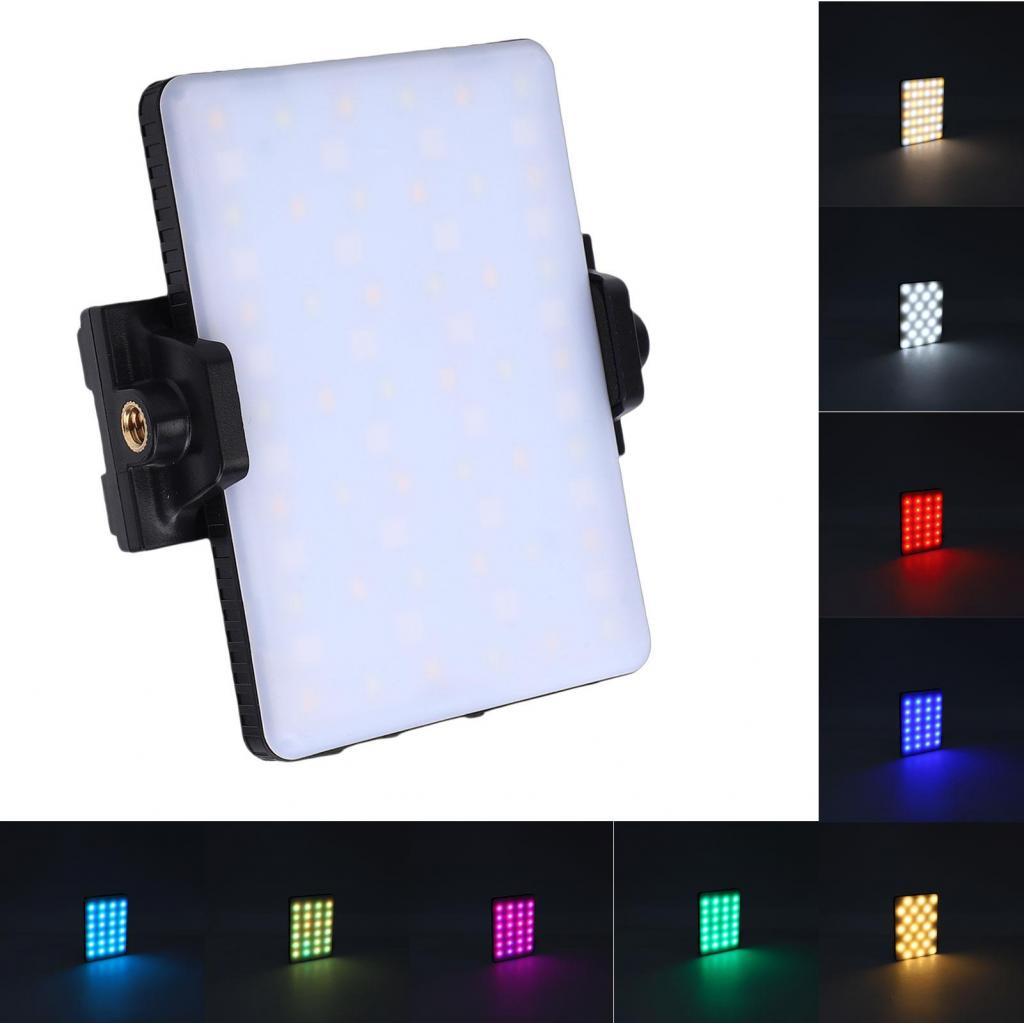 Andoer ไฟเซลฟี่แบบพกพา LED RGB ไฟวิดีโอพร้อมแคลมป์ด้านหน้าและด้านหลังสำหรับสมาร์ทโฟนแท็บเล็ตแล็ปท็อป