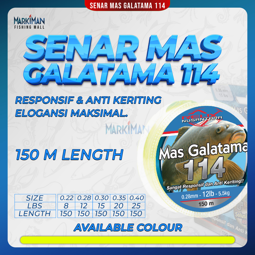 Mas Galama 114 Relix Nusantara สายตกปลาไนลอน 150 เมตร | ขนาด 0.22 0.28 0.30 0.35 0.40