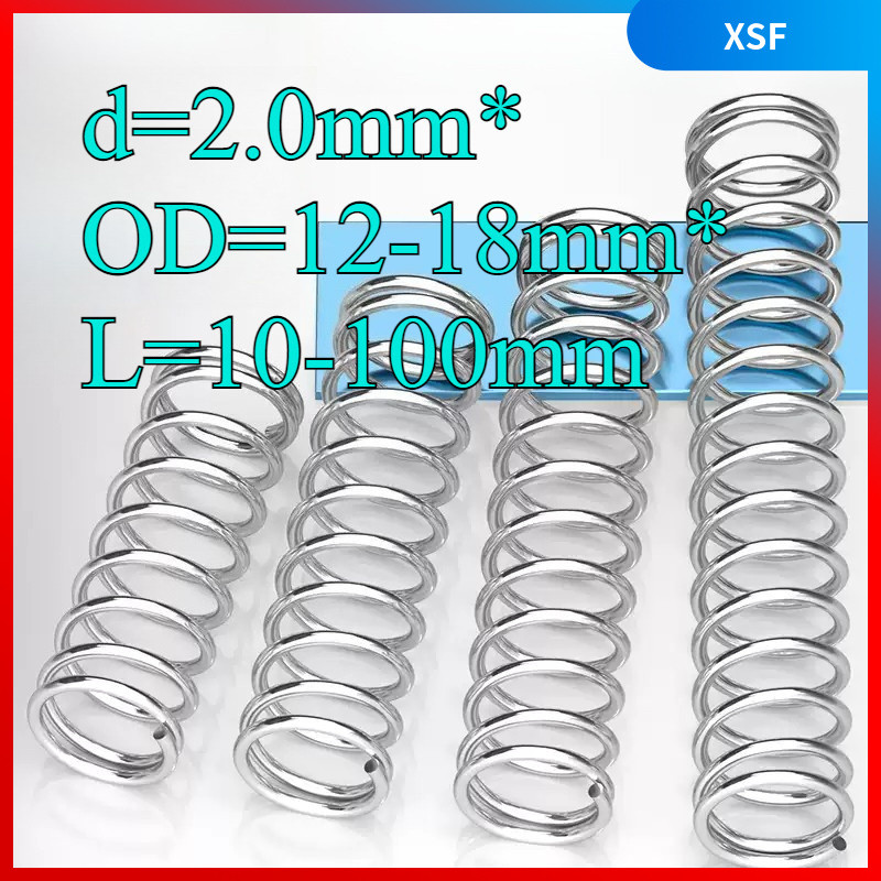 สปริงบีบอัด สปริงคืน สปริงบีบ สแตนเลส 304 d2.0mm*OD12-18mm*L10-100mmXSF-SS-S
