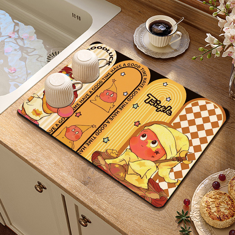 การ์ตูน Star Design Pad Water Absorption Mat Multifunctional Draining Mat สําหรับบ้านและห้องครัว