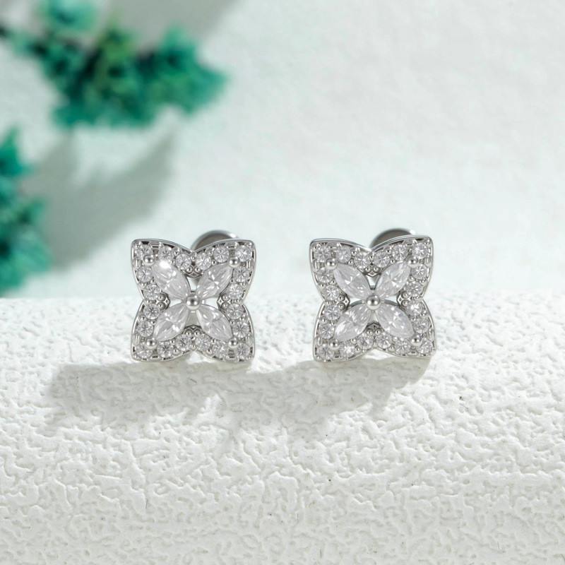 หรูหราและพรีเมียม Micro-Inlaid Zircon เพชร.Cross.Double Headed สร้อยข้อมือสกรูลงบนกระดูกอ่อนสำหรับคนที่ชอบความโดดเด่น