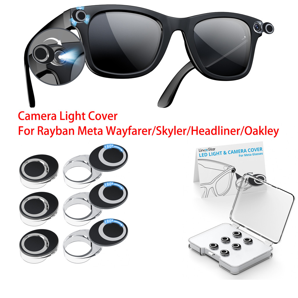 Guugei ไฟ LED สำหรับ Rayban Meta Wayfarer/Skyler/Headliner/Oakley แว่นตากล้อง Privacy Blocker