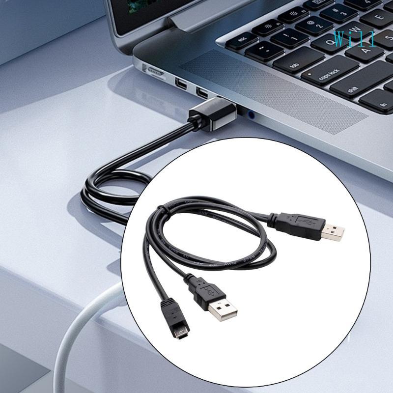 Will Mini 5Pin to Two USB A Male Splitter Power Solution สําหรับฮาร์ดดิสก์ 5 นิ้ว 2 ชิ้น