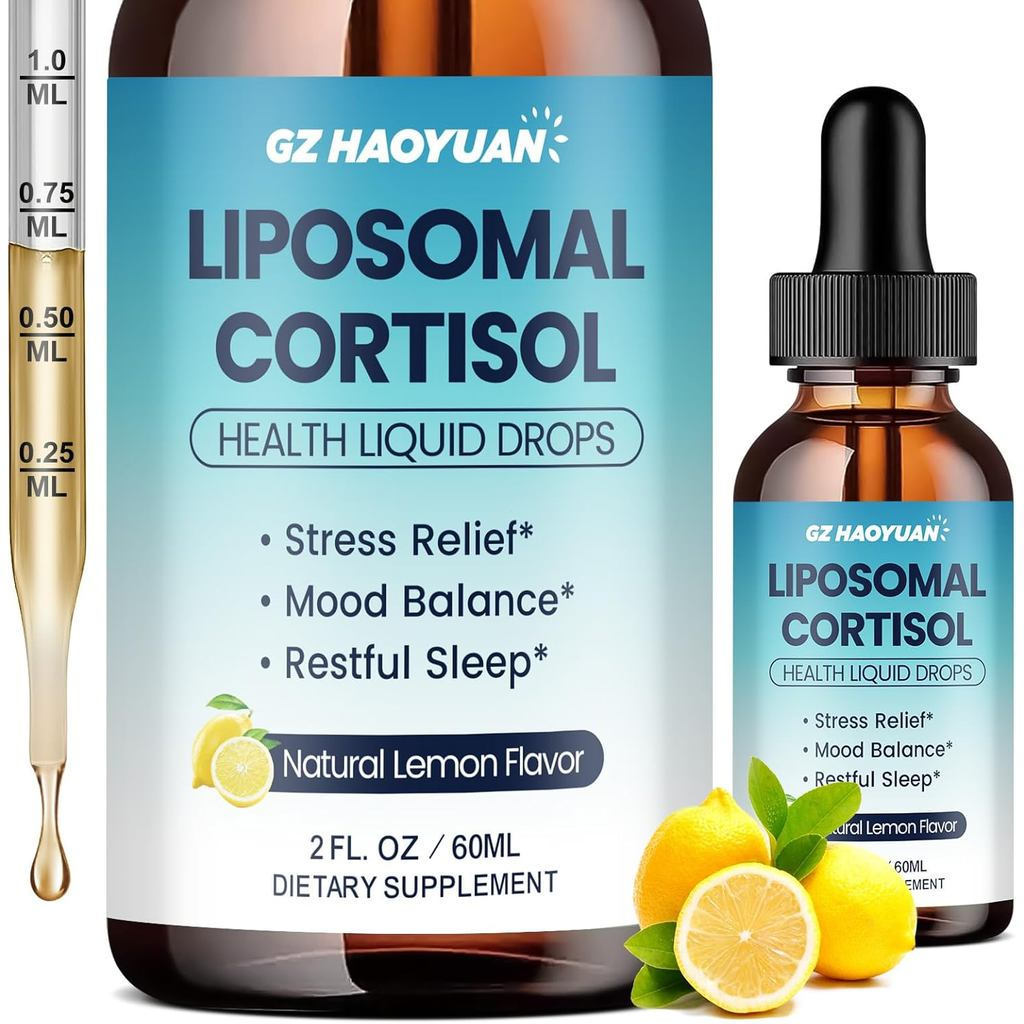Liposomal Cortisol plement Liquid Drops, Cortisol plement for Women with Magnesium, Ashwagandha, L-T