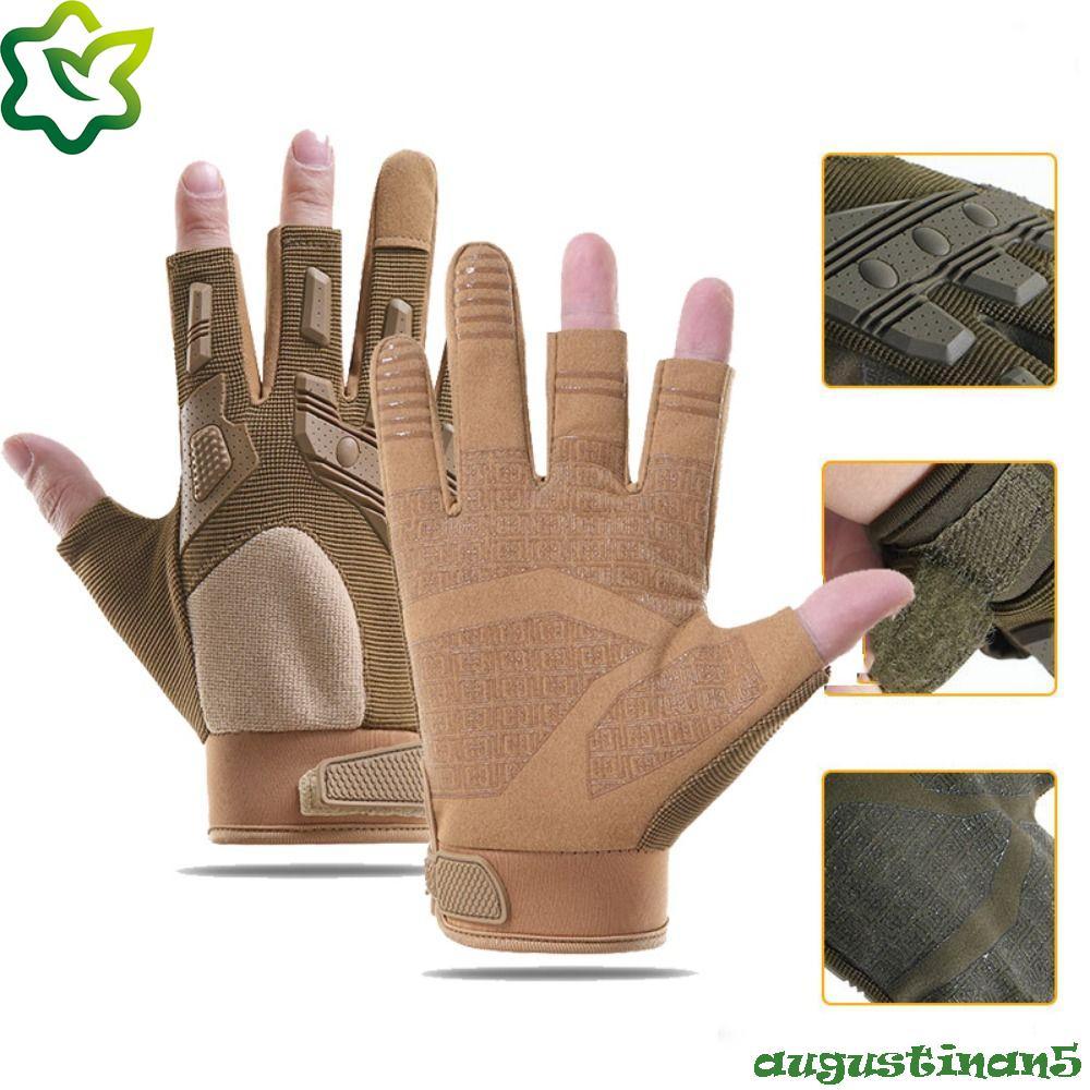 AUGUSTINAN ถุงมือมอเตอร์ไซค์หนังแพะ ไม่มีนิ้ว ออกแบบมาเพื่อกันลื่นและทนต่อการสึกหรอ สำหรับผู้ชาย