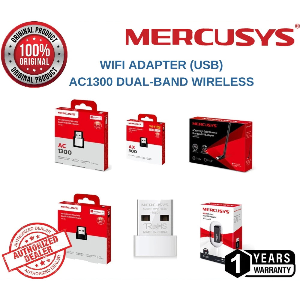 🔥ขายดีส่งไว🔥⚡️ตัวรับสัญญาณไวไฟ⚡️MERCUSYS WiFi Adapter USB MA30H/MA30N/MU6H/MA20N/MA14N/MW300UM/MW150