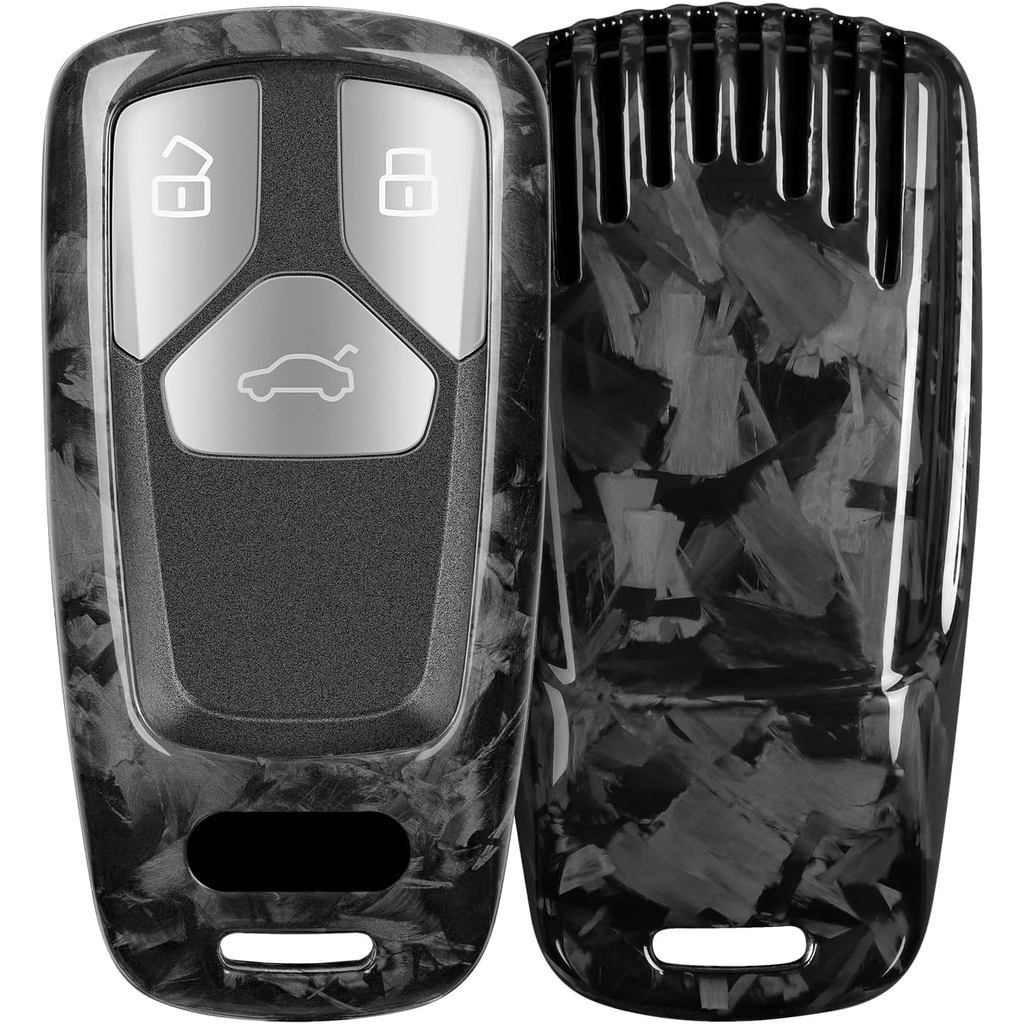 T-carbon Key Fob ฝาครอบเหมาะกับ A4 A5 Q5 2017-2024 RS5 S5 S4 SQ5 2018 2019 2022; เปลือกกุญแจคาร์บอนไ