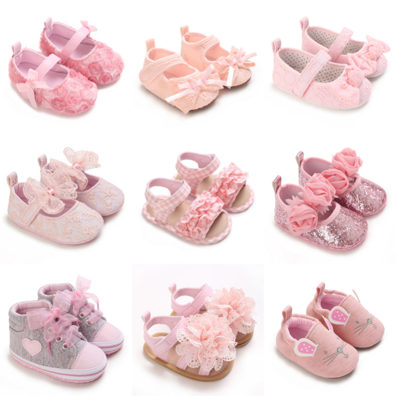 รองเท้าสำหรับทารกแรกเกิดและเด็กวัยหัดเดิน พื้นลื่น ระบายอากาศดี ใส่สบายสำหรับเด็กหญิง