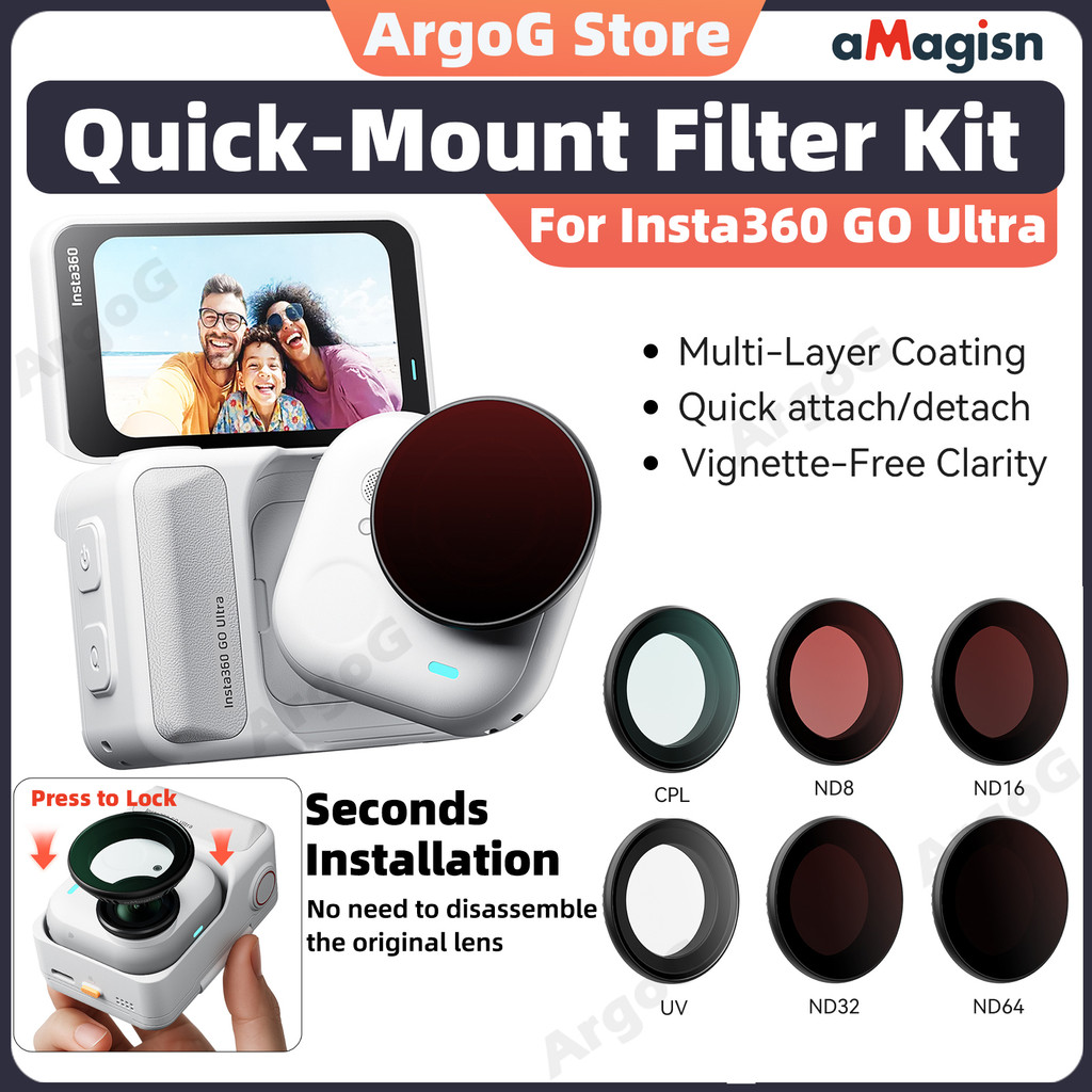 aMagisn ชุดฟิลเตอร์เลนส์ สำหรับ Insta360 GO Ultra UV CPL ND8 ND16 ND32 ND64 แบบสวมติดเร็ว อุปกรณ์เสริม GO Ultra