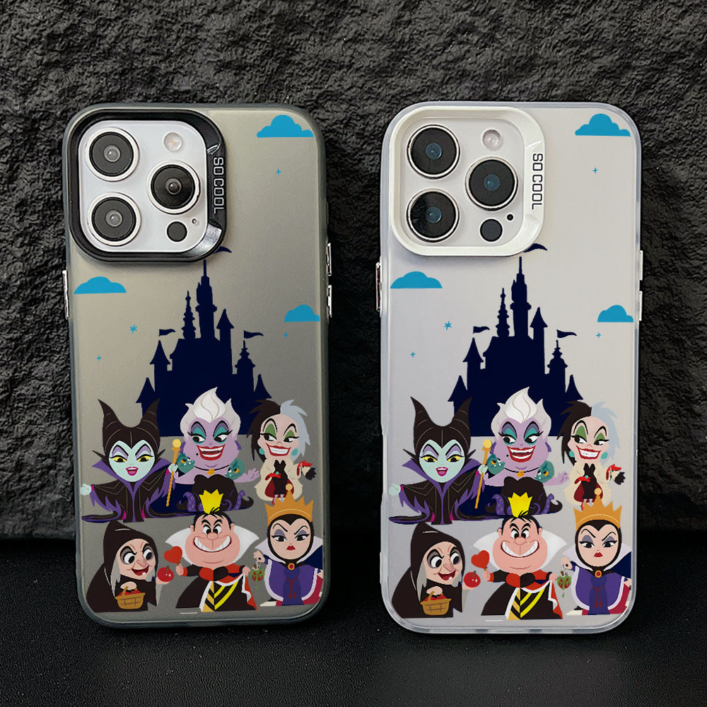 Disney การ์ตูนวายร้ายตัวละครปลอกสําหรับ Apple Galaxy S26 S25 Edge S24 S23 S22 S21 S20 FE Ultra Plus 5G สีสันเงินปกแข็ง