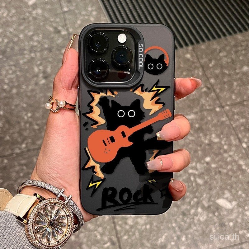 เคสโทรศัพท์ Graffiti Black Cat Rock กีตาร์เหมาะสําหรับ iPhone 11promax 12promax 11 12 13 14 promax x