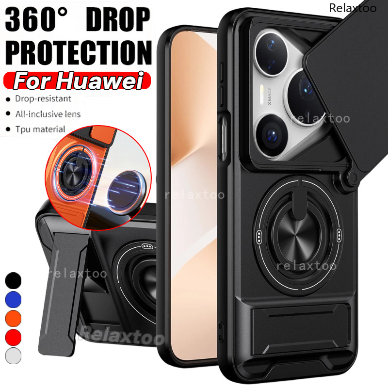 ปลอกสําหรับ Huawei Pura80 Pura70 Pura 80 70 Pro Plus + Pro + Ultra 80Pro + 70Pro + 5G โลหะแม่เหล็ก 360° ที่วางแหวนเกราะกันกระแทกฮาร์ดเคสโทรศัพท์กดป้องกันกล้องฝาหลัง