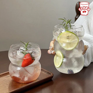 แก้วน้ำใสทรงเก๋ สไตล์มินิมอล แก้วกาแฟ/น้ำผลไม้ ทรงโค้งสองชั้น น่ารัก ถ่ายรูปสวย ขนาด 380ml / 550ml
