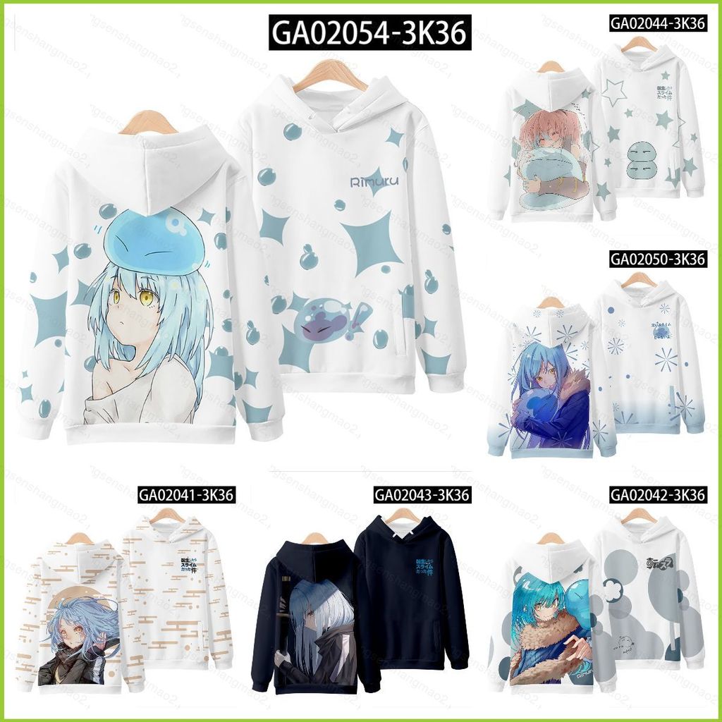 PS2 ครั้งนั้นฉันกลับชาติมาเกิดเป็น Slime Hoodie อะนิเมะเสื้อกันหนาว Unisex แขนยาวคอสเพลย์ 3D เสื้อสว