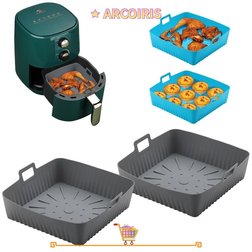 ARCOIRIS Air Fryer Liners พร้อมที่จับถาดอบแบบใช้ซ้ําได้แบบพกพา 9 "ขนาดใหญ่ซิลิโคนทนความร้อน Air Frye