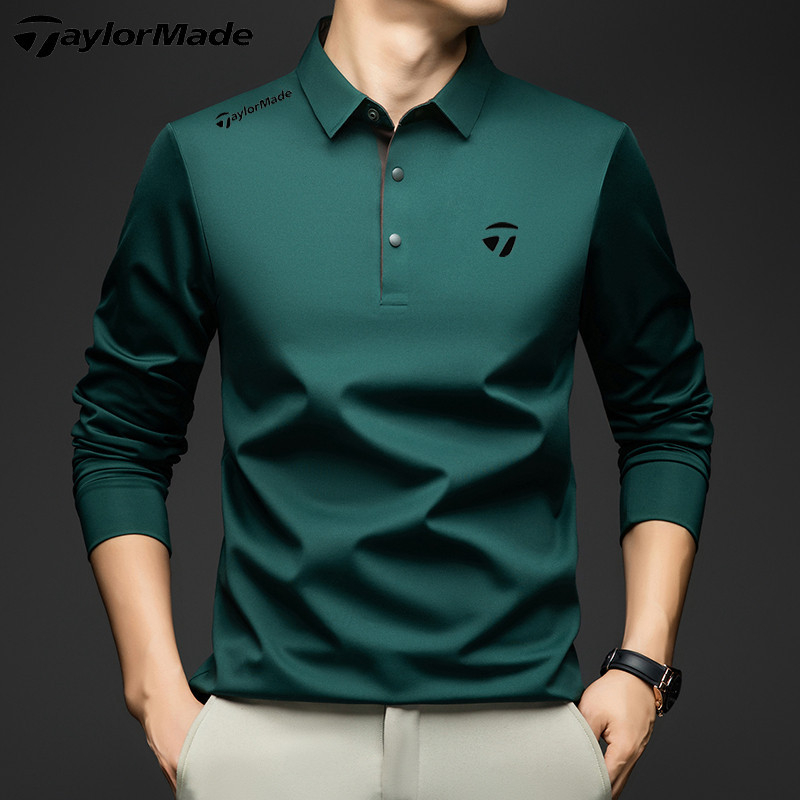 เสื้อโปโลแขนยาวผู้ชาย TaylorMade กันยูวีสำหรับกอล์ฟและสวมใส่ลำลอง