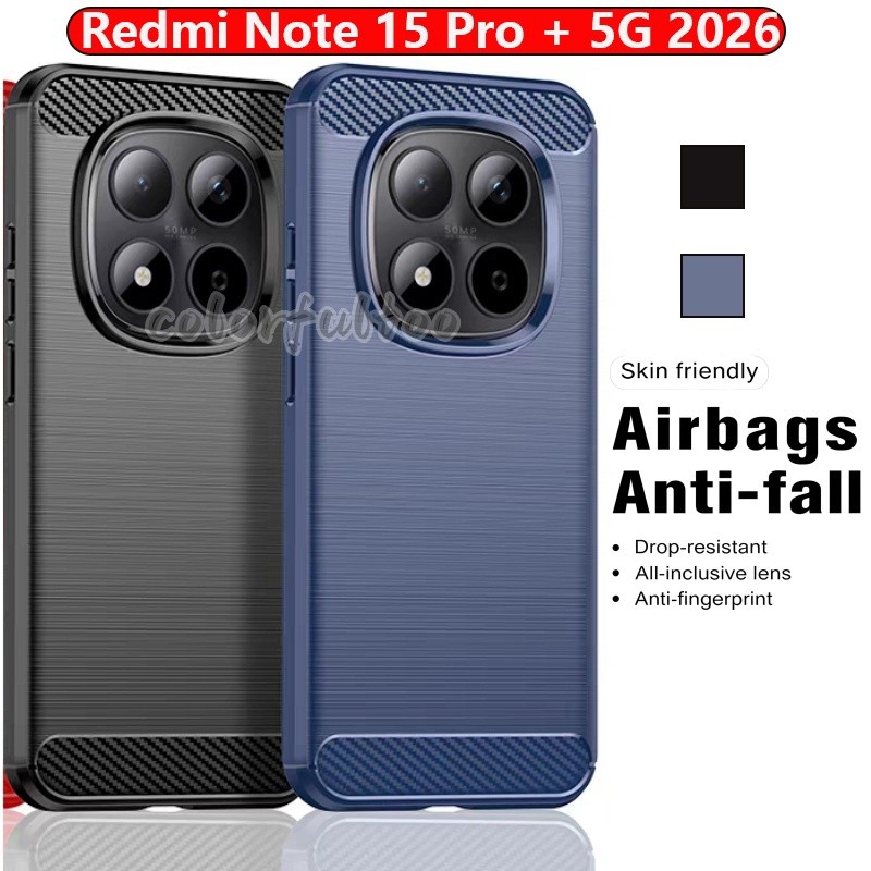 สําหรับRedmiหมายเหตุ17 Pro Max 17Pro Note17 2026กรณีกันชนซิลิโคนTPUยางนุ่มสําหรับRedmiหมายเหตุ15 Pro Plus + Note15Pro 4G 5Gกันกระแทกถุงลมนิรภัยกลับปลอก