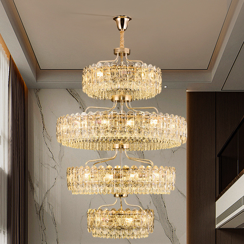 Luxury Living Room Crystal Chandelier High-End Luxurious Grand Villa Hollow Chandelier K9Crystal Hal