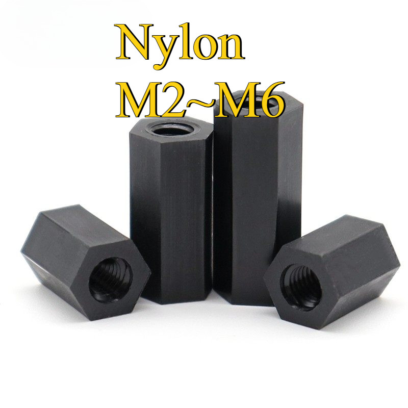 คอลัมน์ไนลอน, หัวแบนหกเหลี่ยมแกนผ่านคู่, คอลัมน์แยก, คอลัมน์รองรับพลาสติกสีดํา, คอลัมน์สเปเซอร์ M2/M