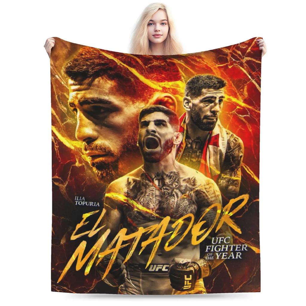 Ilia Topuria Wrestling Wrestling ผ้าห่มน้ําหนักเบาขนแกะบางน่ารักโยนผ้าห่มพรม