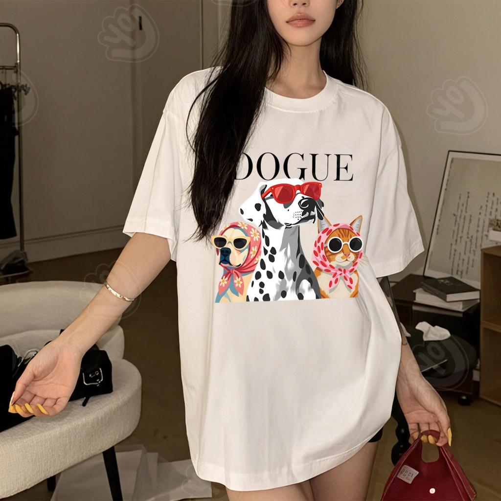 YOU-T🐆เสื้อแฟชั่น ใส่สบาย เสื้อยืดแขนสั้น ลาย เสื้อ"DOGUE" ผ้านิ่ม OVERSIZE แฟชั่น ผ้าฝ้าย 100% สไตล์เกาหลี