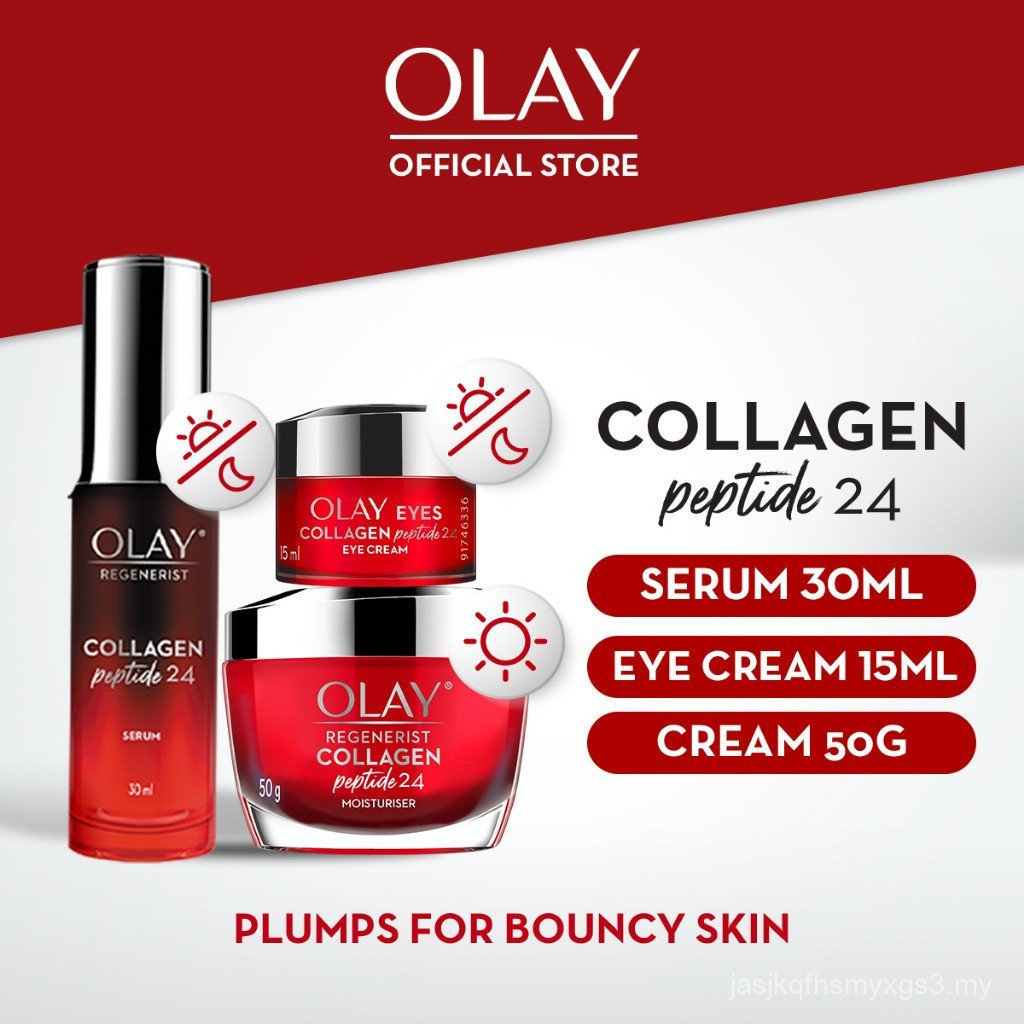 Olay Regenerist Anti Aging Collagen Peptide 24 เซรั่ม + มอยเจอร์ไรเซอร์ + ชุด Penjagaan Kulit Kotak 
