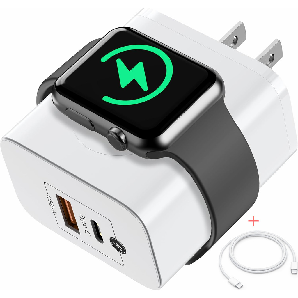 สําหรับ Apple Watch Charger พร้อมบล็อกชาร์จเร็ว 20W, 3 in 1 PD USB C Wall Charger Block สําหรับ iWat