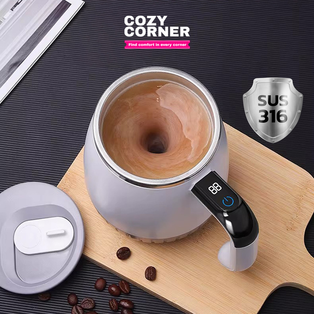 แก้วปั่นอัตโนมัติ จอLED สแตสเลส 316 ชงกาแฟ ชงชาเขียว ผสมเครื่องดื่มด้วยระบบแม่เหล็ก