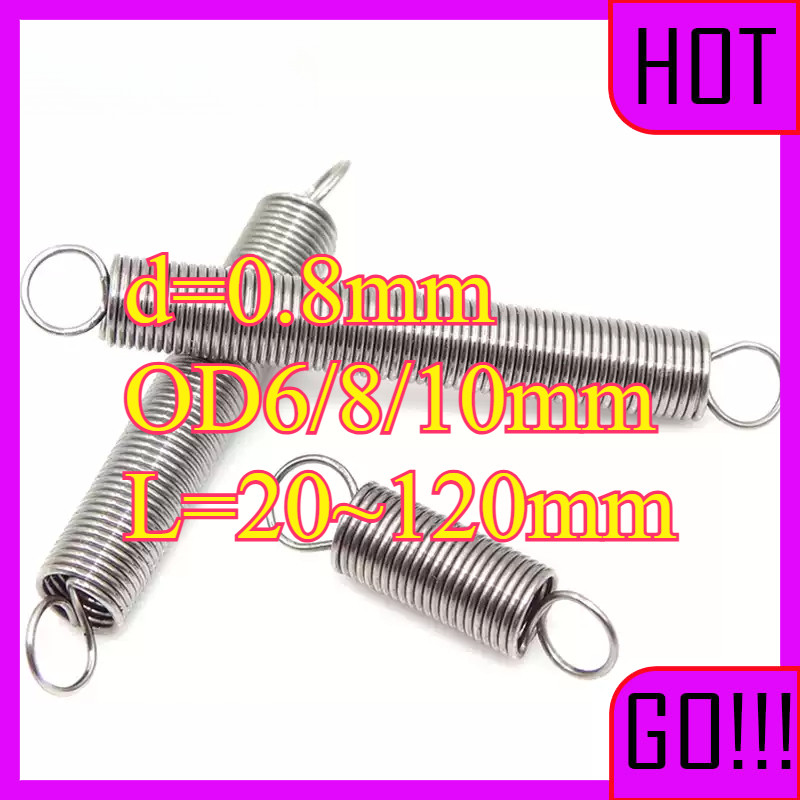 สปริงแรงดึง สแตนเลสดึงสปริง สแตนเลส 304  d=0.8 มม.,OD6/8/10 มม.,L=20~120 มม.  LW-ZJY-1