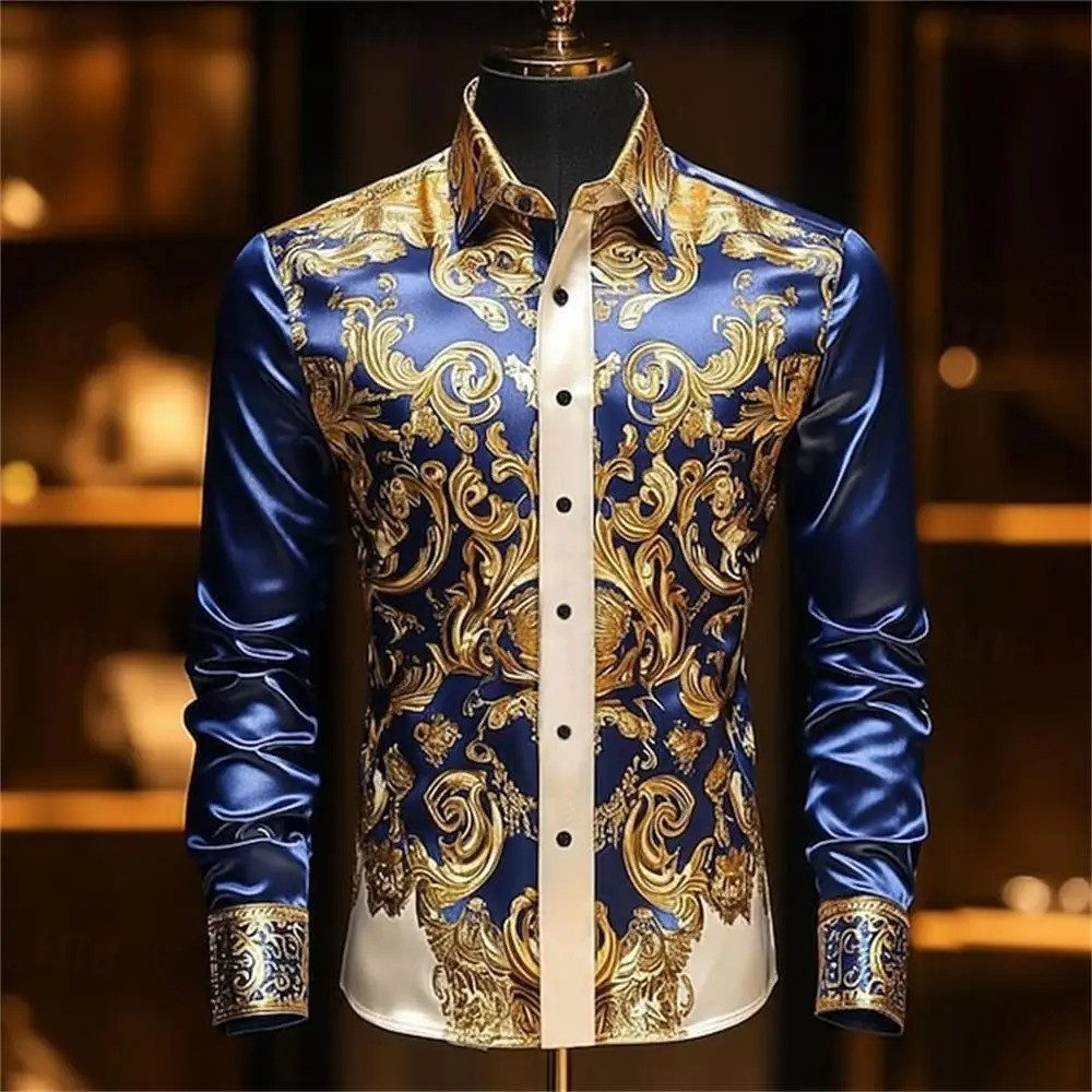 เสื้อลำลองแขนยาวสำหรับผู้ชาย ออกแบบมาในสไตล์วินเทจ มีการปักลายสวยงาม เหมาะสำหรับสวมใส่วันหยุด