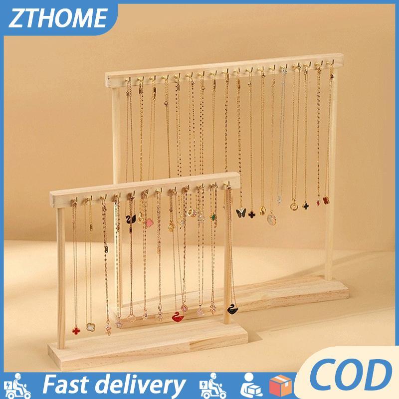 Null เครื่องประดับ Organizer ขาตั้งสร้อยคอไม้แขวนเคาน์เตอร์ Rack สําหรับโซ่ต่างหูสร้อยข้อมือตู้โชว์ช