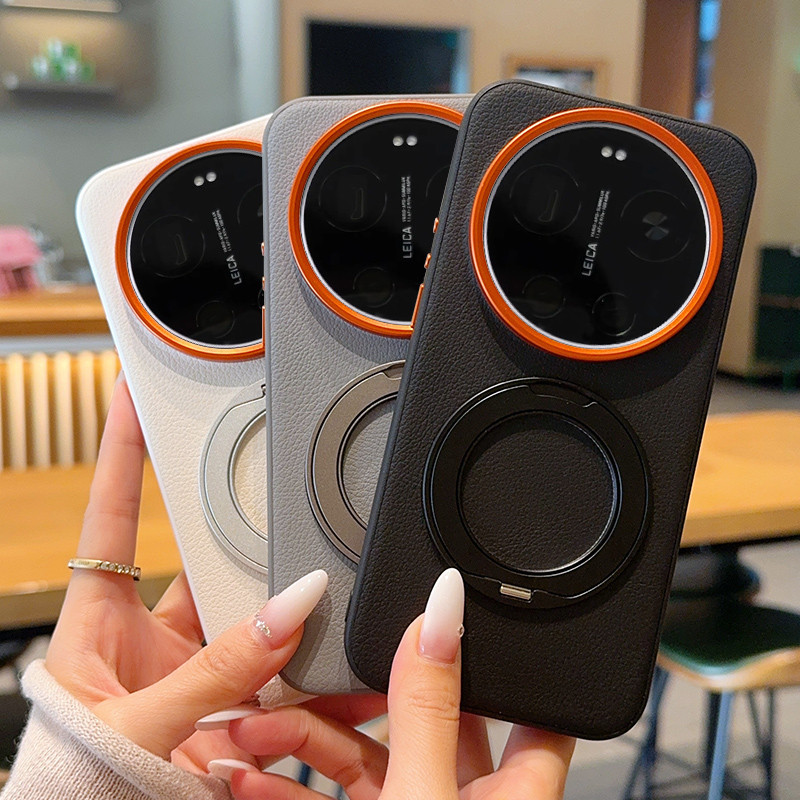 สําหรับ Xiaomi 17 Ultra Case ELVEV กันกระแทก PU หนัง Hard PC หมุนวงเล็บฝาครอบโทรศัพท์