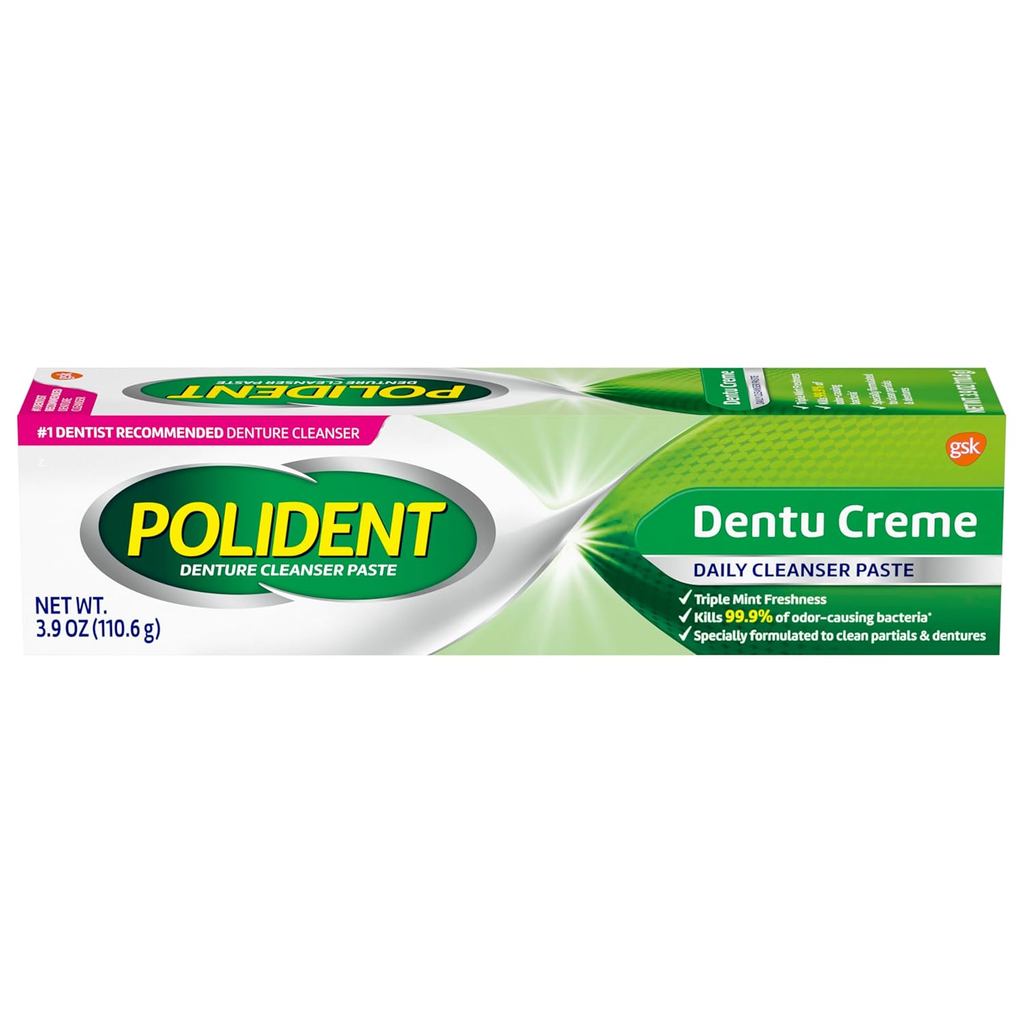 Polident Triple Mint Fresh Paste ทำความสะอาดฟันปลอมได้อย่างมีประสิทธิภาพ ขนาด 3.9 ออนซ์