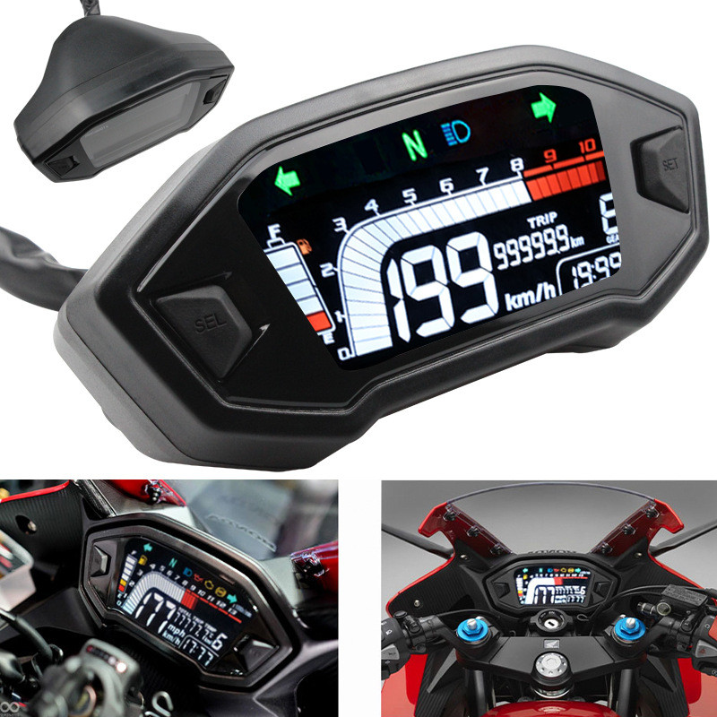 หน้าจอ LCD สำหรับมอเตอร์ไซค์ ATV ที่ปรับแต่งใหม่ แสดงเวลา ความเร็ว RPM และระยะทาง