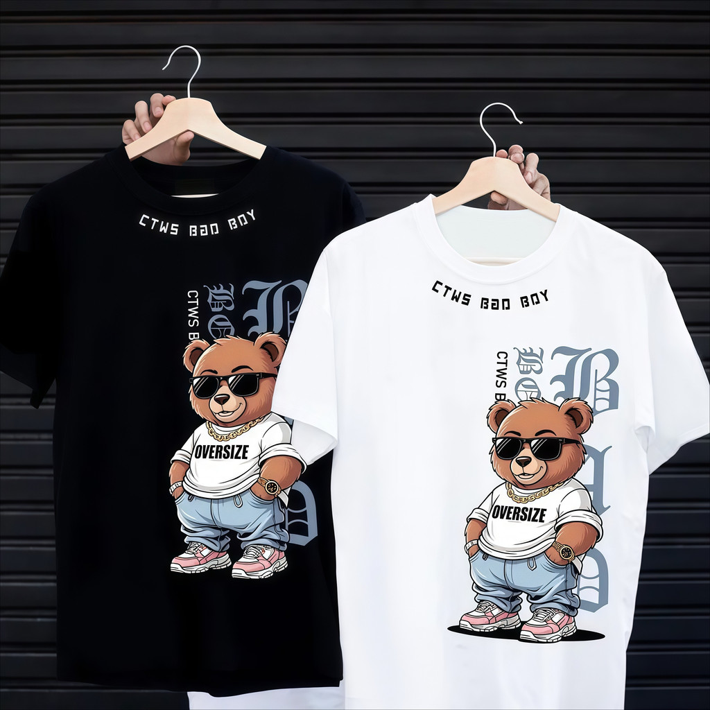 (ผ้าฝ้าย 100%)Luvoro oversize unisex เนื้อผ้านุ่มระบายแขนสั้น  T-shirt สีดำและสีขาว เสื้อยืดทูโทน เสื้อยืดแขนสั้น C1761