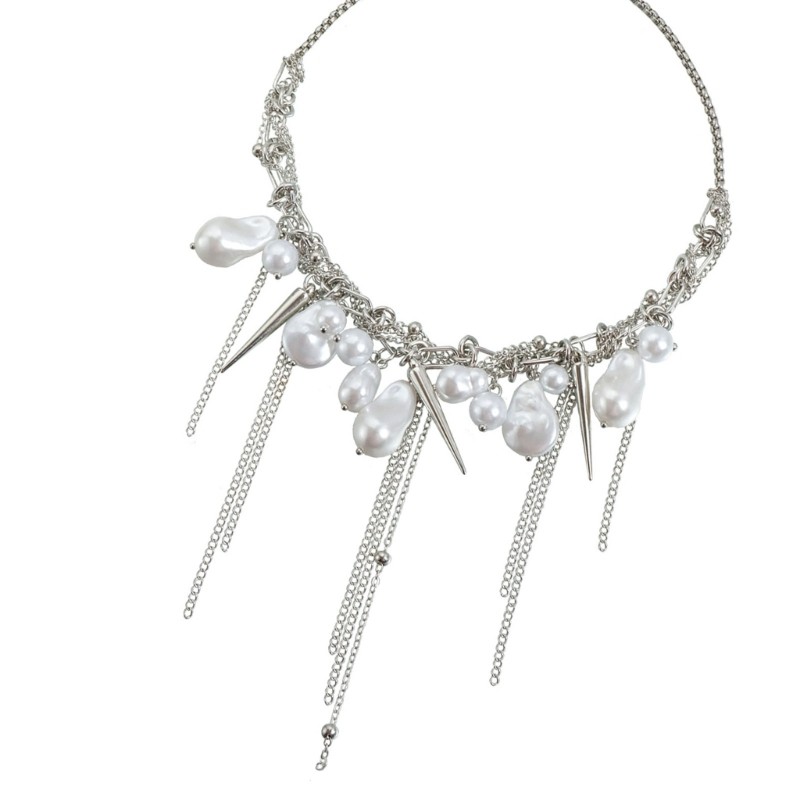 BDW Elegant Pearls Tapered Fringe สร้อยคอปรับความยาวสําหรับแฟชั่นผู้หญิงสาว