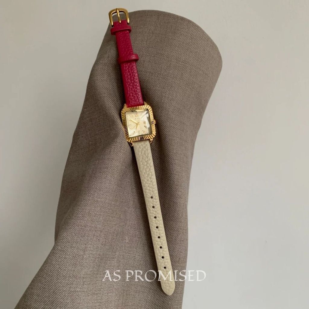 IEKE Square Color Matching Niche Design Feel Temperament Fashion White All-Match Quartz Watch Female
