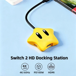 สวิตช์สถานีเชื่อมต่อแบบพกพา 3-in-1 USB Type C ถึงอะแดปเตอร์ HDMI สําหรับ Nintendo Switch 2 / 1 / OLED 100W PD พอร์ตชาร์จสําหรับแล็ปท็อปแท็บเล็ตโทรศัพท์มือถือ SteamDeck