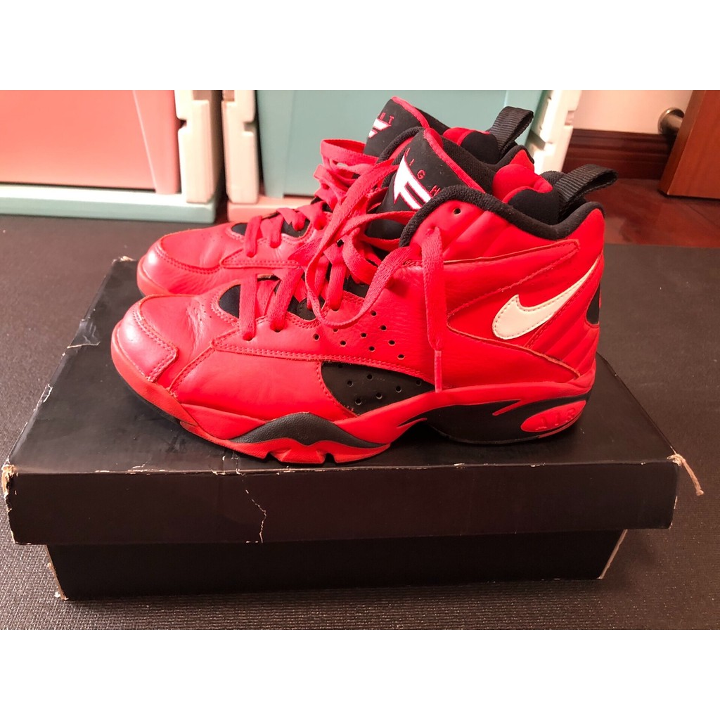 NIKE AIR MAESTRO II Leather Puff Classic Boots Red Retro High-Top Basketball Shoes Rare Small Size u