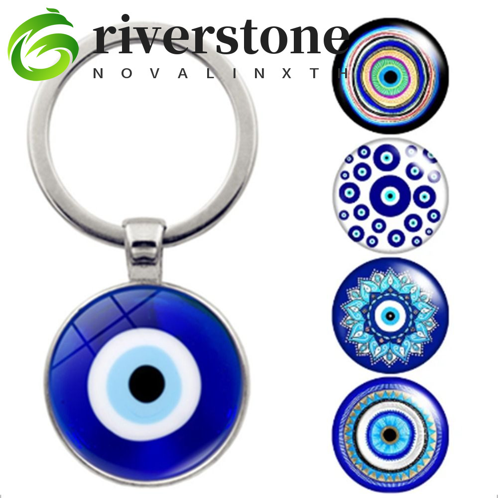 RIVERSTONE Evil Eye พวงกุญแจ, Blue Evil Eye อินเทรนด์ Blue Evil Eye จี้, Evil Eye พวงกุญแจลูกปัด Luc