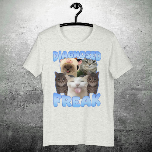 การวินิจฉัยแปลกตลกแมว Meme เสื้อยืด, โง่แมว Memes เสื้อ Goofy Ahh เสื้อยืดสำหรับผู้หญิงและผู้ชาย Wat