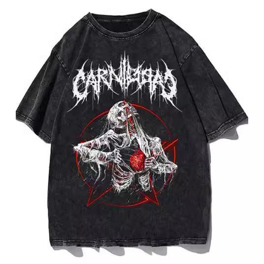 KAMEJA Printing T-Shirt Mens Retro Printing Mesh T-Shirt