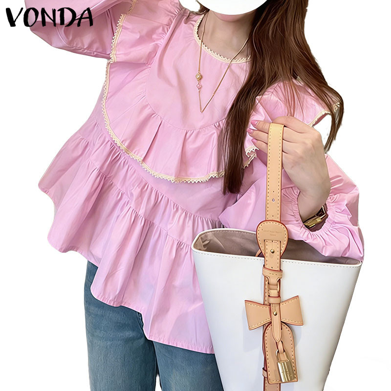 VONDA เสื้อผ้าผู้หญิงสไตล์เกาหลี ดีไซน์หวานๆ กะทัดรัด มีรายละเอียดริบบอนและกระโปรงทรงเอไลน์