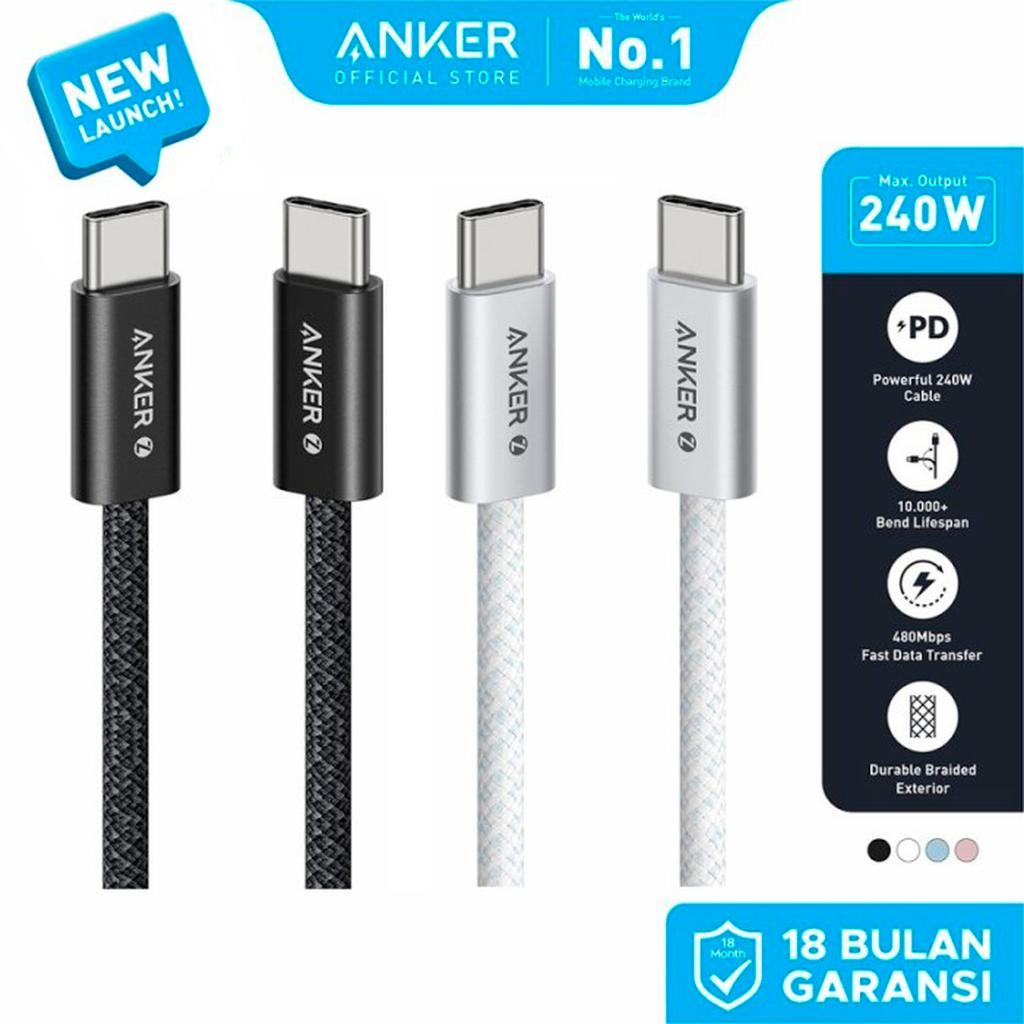 Anker Zolo Cable Charger 240W PD PPS USB C to USB C Cable Nylon Braided 6ft 2M - Cable ANKER 240W Us