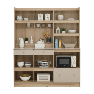 HomeHuk ชุดครัว รุ่นแกรนด์โดร่า ขนาด 150 ซม. - สีธรรมชาติ/เบ…